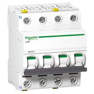 Schneider Electric Acti9 IC60N Miniature Circuit Breaker, 4-Pole, 16A, Type C, 240V AC, 133V DC, 6 kA Breaking A9F04716