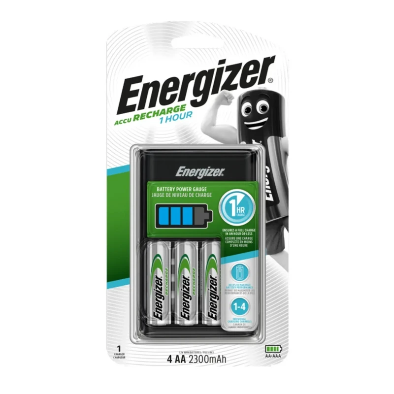 Energizer 16V DC Fast Battery Charger for NiMH AA and AAA Cells 2500mA, UK Plug, 4 Slots 7638900307214