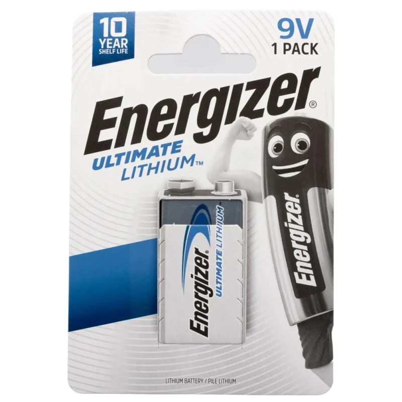 Energizer Lithium Manganese Dioxide 9V Battery 7638900332872, 9.0V Nominal Voltage, Standard Termination, China