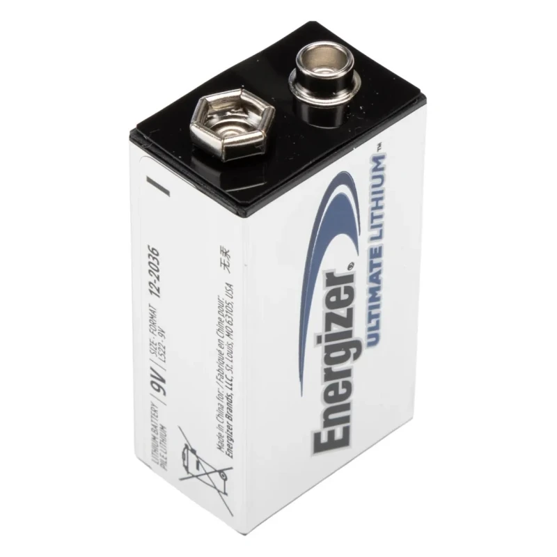 Energizer Lithium Manganese Dioxide 9V Battery 7638900332872, 9.0V Nominal Voltage, Standard Termination, China