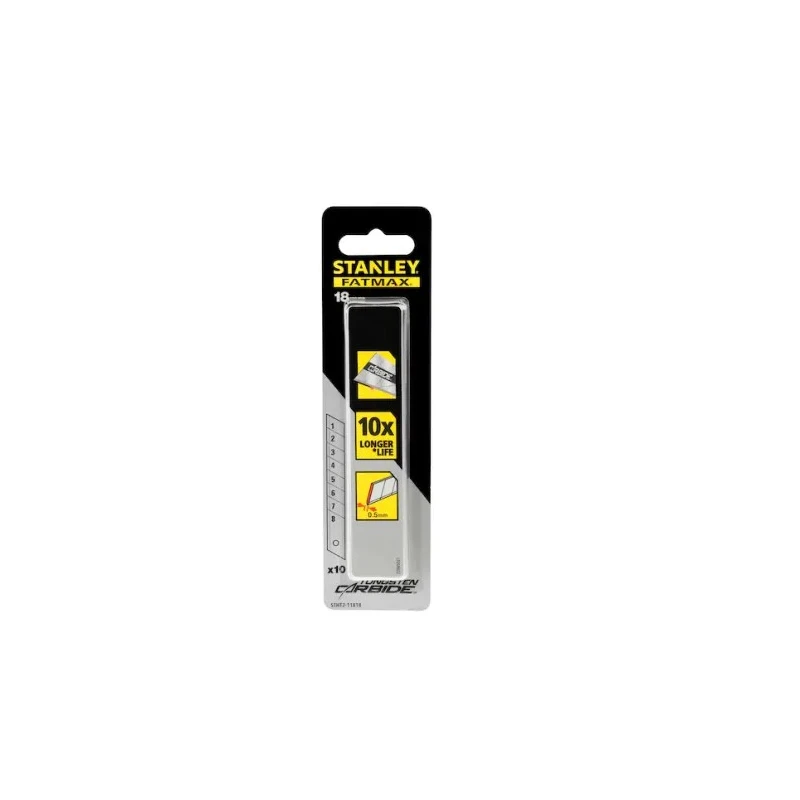 Stanley Tungsten Carbide Flat Snap-Off Blade 18 mm, 10 Pieces STHT2-11818