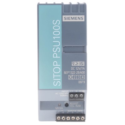 Siemens SITOP PSU100S DIN Rail Power Supply 12V DC, 7A Output, 84W, 85-264V AC Input, IECEx Certified PSU100S