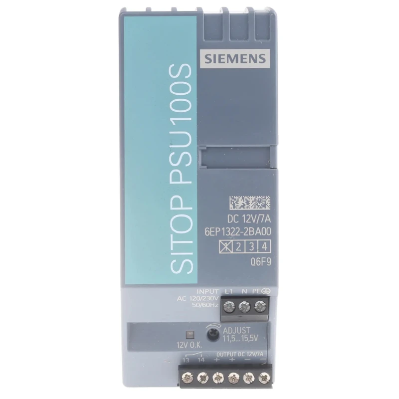 Siemens SITOP PSU100S DIN Rail Power Supply 12V DC, 7A Output, 84W, 85-264V AC Input, IECEx Certified PSU100S