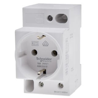 Schneider Electric 16A 250V Germany Mains Connector White DIN Rail Mounted Crimp Termination A9A15310
