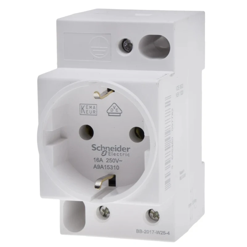 Schneider Electric 16A 250V Germany Mains Connector White DIN Rail Mounted Crimp Termination A9A15310