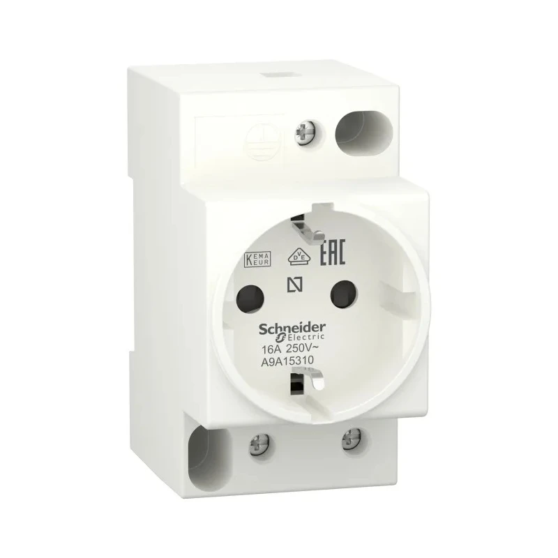 Schneider Electric 16A 250V Germany Mains Connector White DIN Rail Mounted Crimp Termination A9A15310