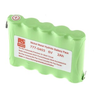 RS PRO 6 V Nickel Metal Hydride Rechargeable Battery Pack 5 Cells 2000mAh 6V 777-0403