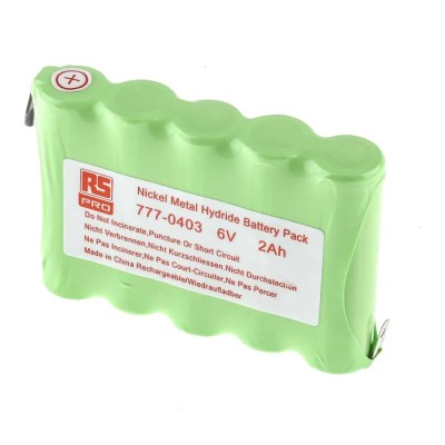 RS PRO 6 V Nickel Metal Hydride Rechargeable Battery Pack 5 Cells 2000mAh 6V 777-0403