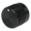 RS PRO Aluminium Push-On Black Potentiometer Knob 20 mm Diameter for 6 mm Circular Shaft 777-7300