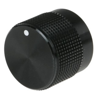 RS PRO Aluminium Push-On Black Potentiometer Knob 20 mm Diameter for 6 mm Circular Shaft 777-7300