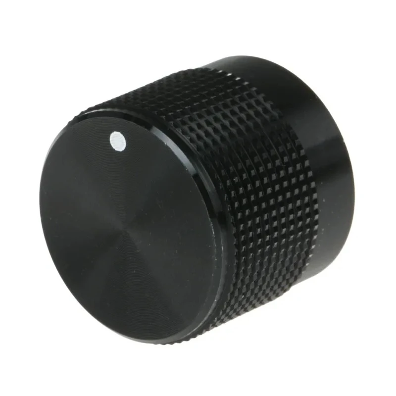 RS PRO Aluminium Push-On Black Potentiometer Knob 20 mm Diameter for 6 mm Circular Shaft 777-7300
