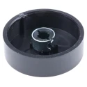 RS PRO 38.6 mm Knob Diameter Black Push-On Polyvinyl Chloride Potentiometer Knob for 6 mm Circular Shaft 777-7299
