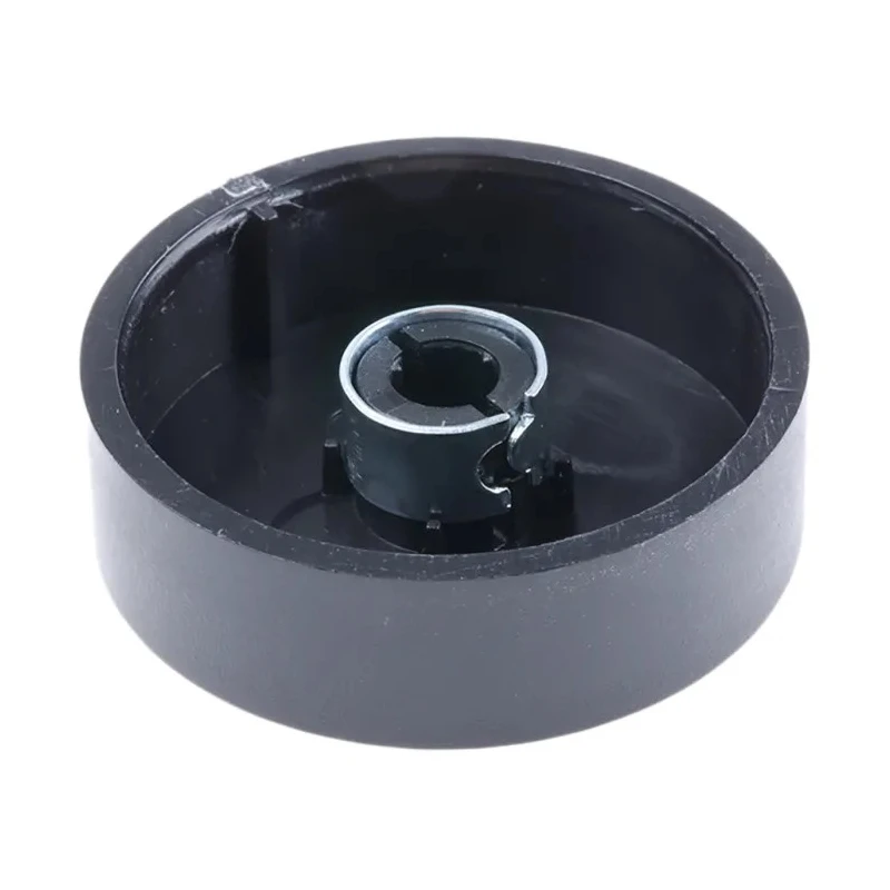 RS PRO 38.6 mm Knob Diameter Black Push-On Polyvinyl Chloride Potentiometer Knob for 6 mm Circular Shaft 777-7299