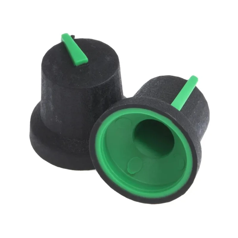 RS PRO Black Push-On Potentiometer Knob 16.8 mm Diameter, 14.5 mm Height, For 6 mm D Shaped Shaft 777-7350
