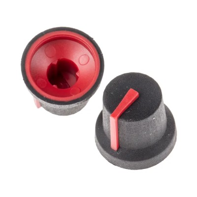 RS PRO 16.8 mm Knob Diameter Black Plastic Potentiometer Knob for 6 mm Shaft Splined 777-7340