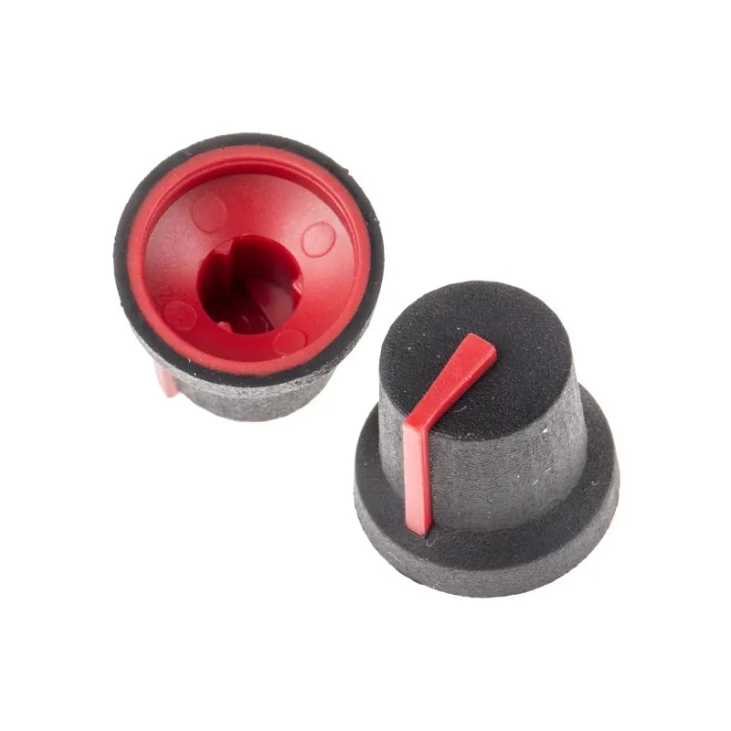 RS PRO 16.8 mm Knob Diameter Black Plastic Potentiometer Knob for 6 mm Shaft Splined 777-7340