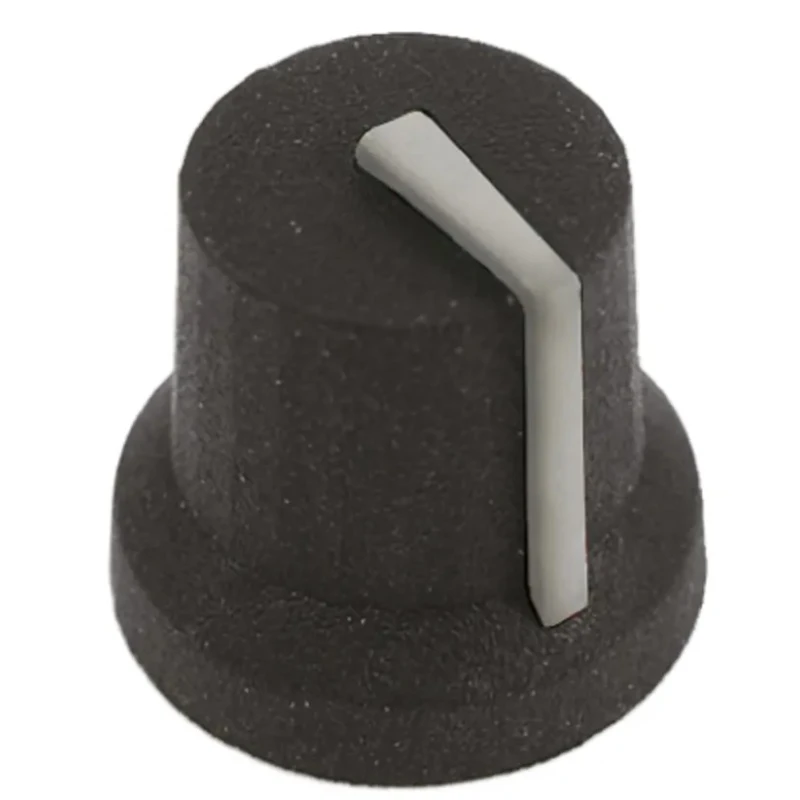 RS PRO 16.8 mm Knob Diameter Black Potentiometer Knob for 6 mm Shaft D Shaped 777-7369