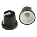 RS PRO Potentiometer Knob, Black Plastic Push-On Type, 16.8 mm Diameter, 14.5 mm Height, for 6 mm D Shaped Shaft 777-7366