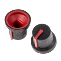 RS PRO Black Plastic Push-On Potentiometer Knob 16.8 mm Diameter, 14.5 mm Height, Red Indicator, 6 mm D Shaped Shaft 777-7362