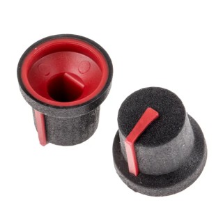 RS PRO Black Plastic Push-On Potentiometer Knob 16.8 mm Diameter, 14.5 mm Height, Red Indicator, 6 mm D Shaped Shaft 777-7362