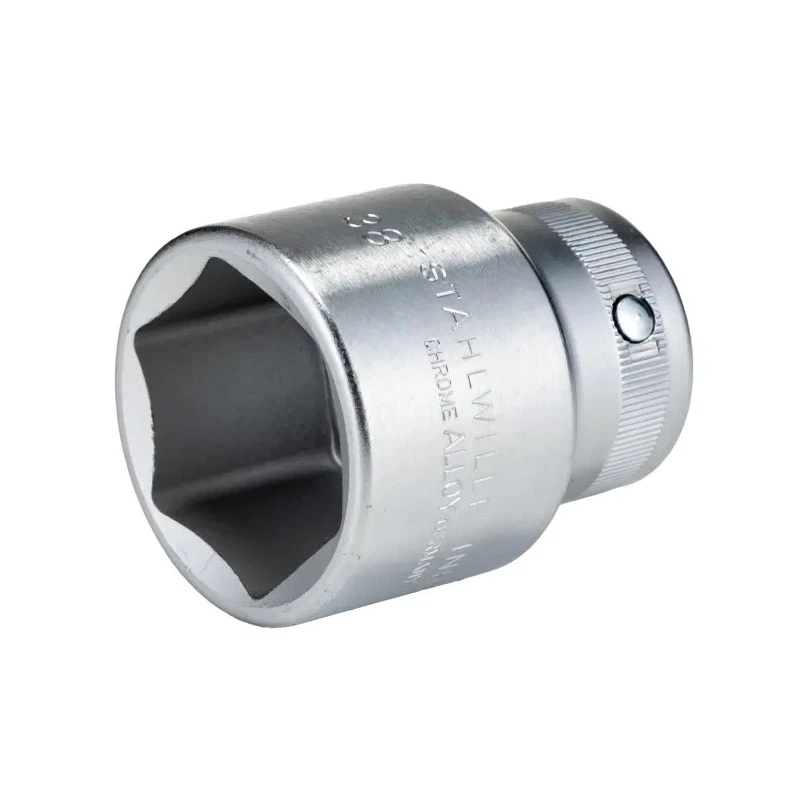 STAHLWILLE 3/4 in Drive 38 mm 6 Point Square Chrome Finished Steel Socket 64mm Overall Length 05010038