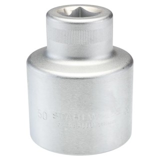 STAHLWILLE 3/4 in Drive 50 mm 6 Point Square Socket Chrome Finish, 80mm Overall Length 05010050