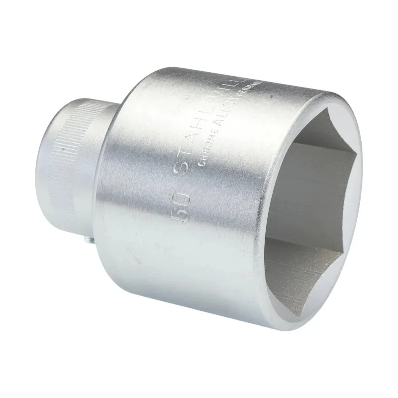 STAHLWILLE 3/4 in Drive 50 mm 6 Point Square Socket Chrome Finish, 80mm Overall Length 05010050
