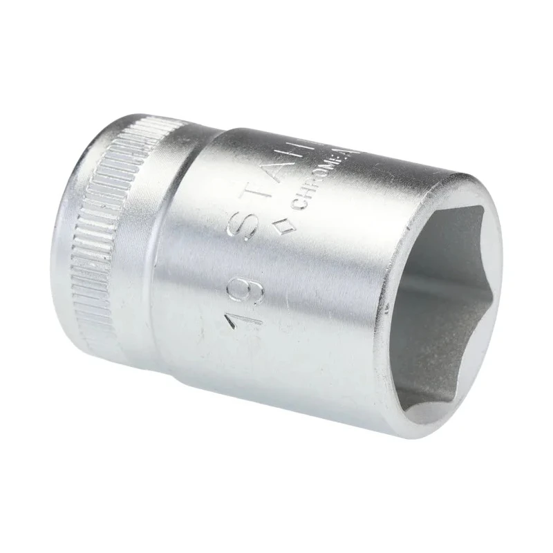 STAHLWILLE Socket 1/2 in Drive 19 mm 6 Point Square Chrome Plated Steel, 38mm Overall Length 03030019