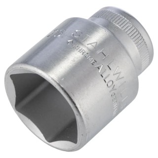 STAHLWILLE 1/2 in Drive 26 mm Hexagon Square Socket, Chrome Finish, 42mm Overall Length 03030026