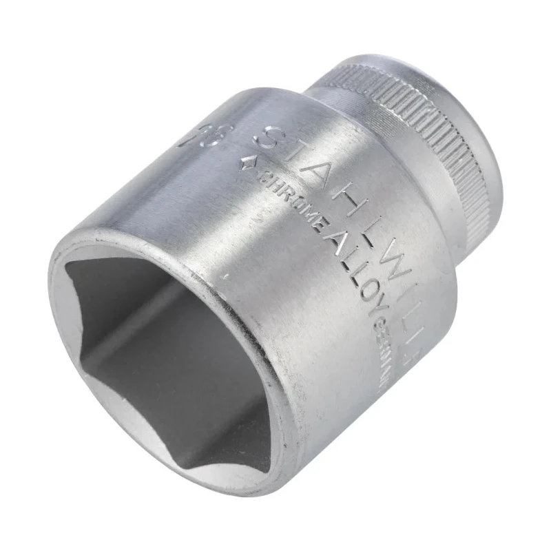 STAHLWILLE 1/2 in Drive 26 mm Hexagon Square Socket, Chrome Finish, 42mm Overall Length 03030026