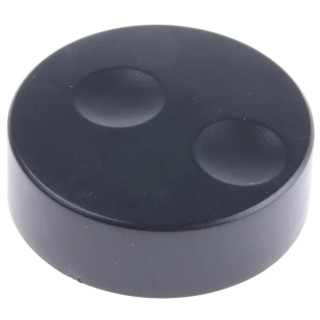 RS PRO Black Polyvinyl Chloride Push-On Potentiometer Knob, 38.6 mm Diameter, 13.5 mm Height, for 6 mm Circular 777-7283