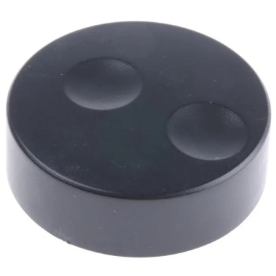 RS PRO Black Polyvinyl Chloride Push-On Potentiometer Knob, 38.6 mm Diameter, 13.5 mm Height, for 6 mm Circular 777-7283
