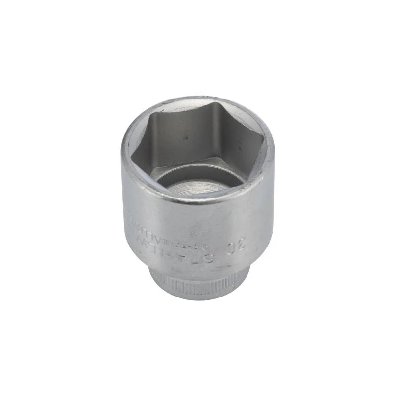 STAHLWILLE 1/2 in Drive 30 mm 6 Point Square Socket, Chrome Finish, 45mm Overall Length 03030030