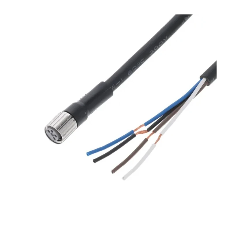 Omron Male 4-way M8 Straight to Female Unterminated Sensor Actuator Cable 125V DC, Oil-Resistant PVC Jacket XS3F-M8PVC4S2M