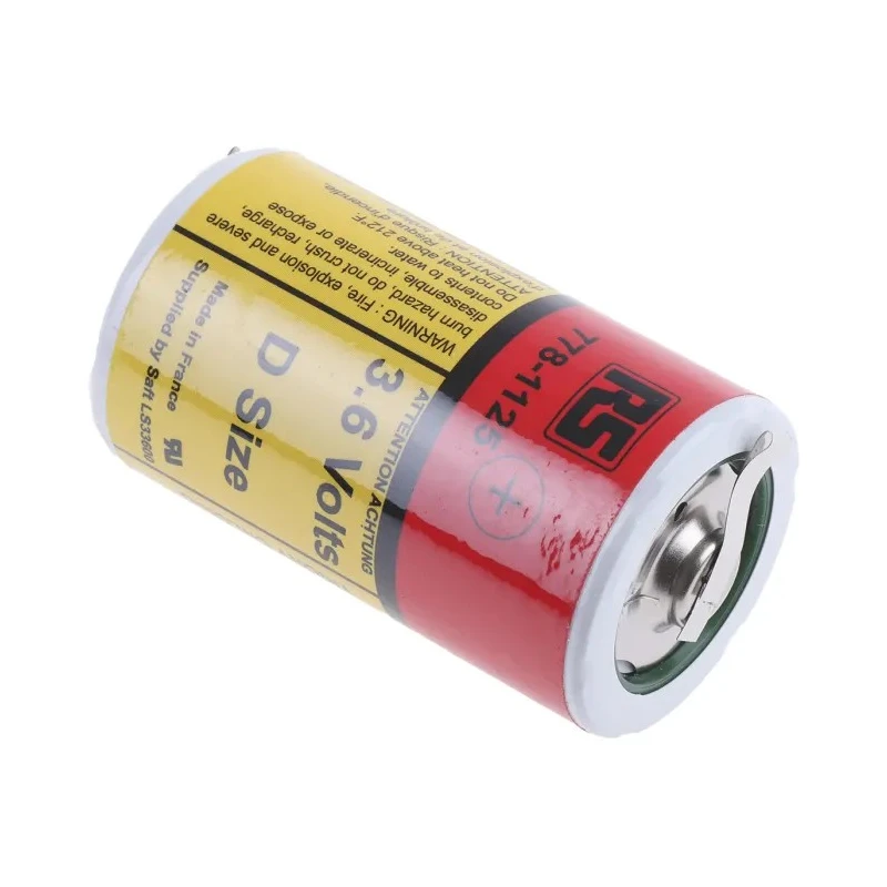 RS PRO 3.6 V Lithium Thionyl Chloride D Battery 17 Ah Capacity IEC 60079-11 61.3mm Height 33.3mm Diameter 90g Weight 778-1125