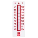 RS PRO Temperature Sensitive Label 40 °C to 71 °C 9 Levels 51mm x 18mm 10 Labels Per Product 779-9779