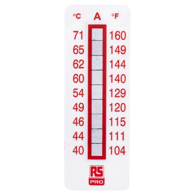 RS PRO Temperature Sensitive Label 40 °C to 71 °C 9 Levels 51mm x 18mm 10 Labels Per Product 779-9779