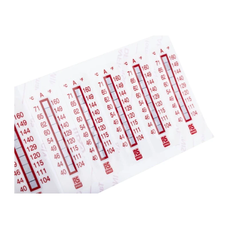 RS PRO Temperature Sensitive Label 40 °C to 71 °C 9 Levels 51mm x 18mm 10 Labels Per Product 779-9779