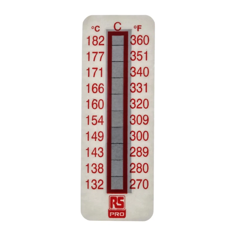 RS PRO Non-Reversible Temperature Sensitive Label 132 °C to 182 °C 10 Levels 51mm x 18mm 779-9776