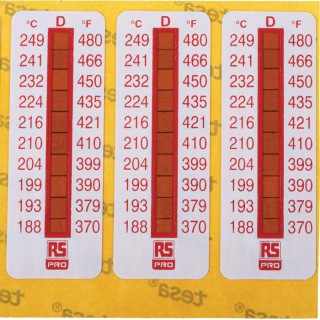 RS PRO Temperature Sensitive Label 188 °C to 249 °C 10 Levels 51mm x 18mm 779-9785