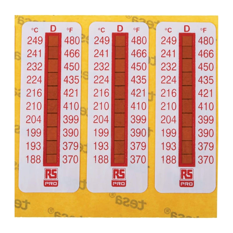 RS PRO Temperature Sensitive Label 188 °C to 249 °C 10 Levels 51mm x 18mm 779-9785