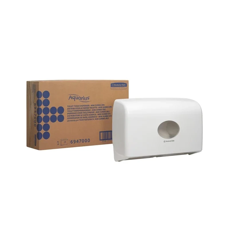 Aquarius White Plastic Dual-Roll Toilet Roll Dispenser 300 mm x 470 mm x 300 mm Model 6947