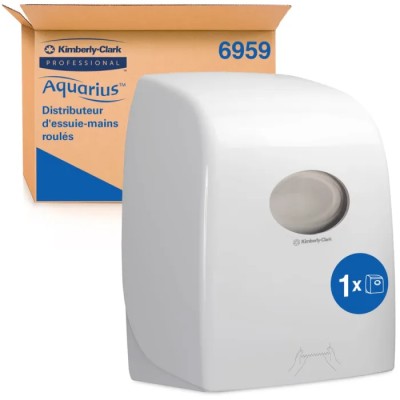 Aquarius Plastic White Wall Mounted Rolled Hand Towel Dispenser 6959 326 mm x 436 mm x 252 mm
