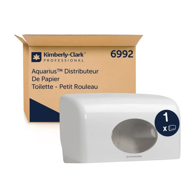 Aquarius White Plastic Dual Toilet Roll Dispenser 180 mm x 130 mm x 290 mm 6992