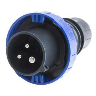 Scame OPTX IP66 Blue Cable Mount 2P+PE Straight Industrial Power Connector ATEX, 16A, 230V IP66