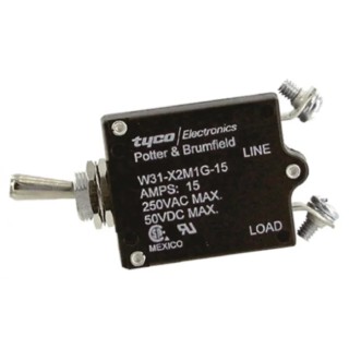 TE Connectivity Thermal Circuit Breaker 15A Current Rating 1-Pole Direct Mount 240V AC 50V DC 1000A Breaking W31-X2M1G-15