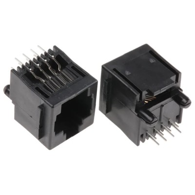 TE Connectivity RJ45 Socket Female Through Hole Cat3 Unshielded Straight 1 Port 8 Way