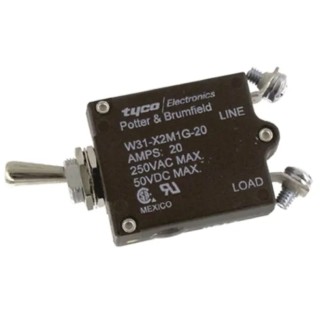 TE Connectivity Thermal Circuit Breaker 0.5 to 50 A Range 20A Current Rating 1-Pole Direct Mount W31-X2M1G-20