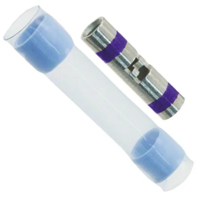 TE Connectivity MiniSeal Butt Wire Splice Connector Blue, Insulated Modified Fluoropolymer Nickel Plating 12 AWG D-200-83