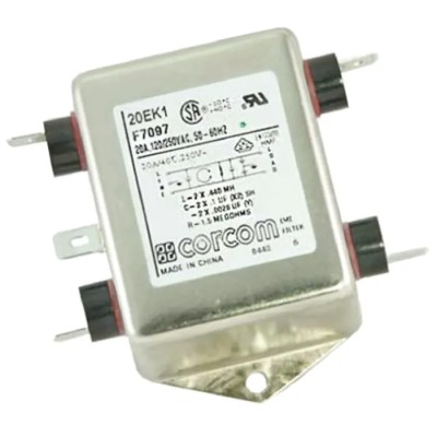 TE Connectivity Corcom K Series RFI Flange Filter 20A 250V AC Fast-On Termination 50Hz-60Hz 20EK1
